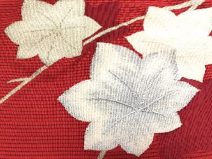 アンティーク　絽綴れ　紅葉模様織出し名古屋帯